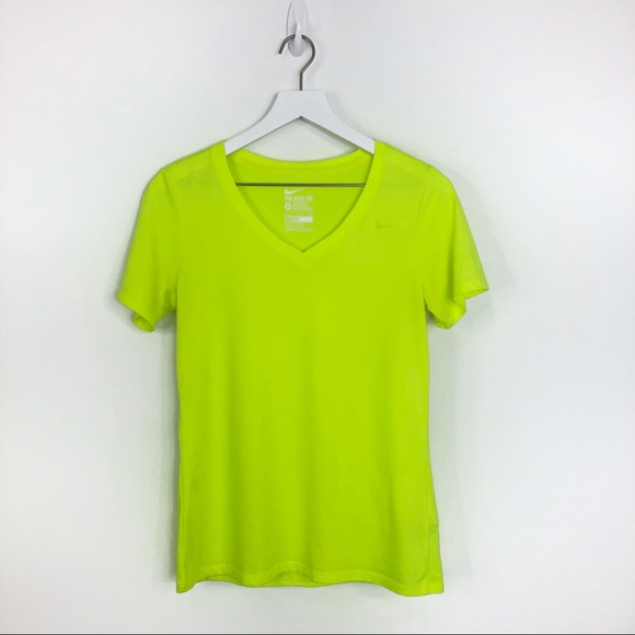 SOLD Nike Neon Yellow Dri Fit The Nike Tee V Neck - Picture 4 of 7